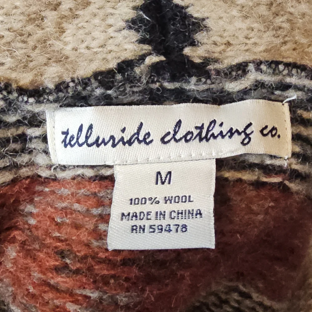 Y2K 100% Wool Cardigan Sweater - Women's Size M - Vintage Aztec Fair Isle Nordic
